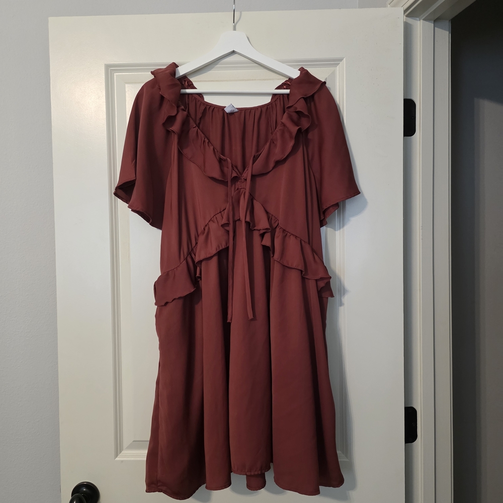 Old Navy Ruffled Mini Dress in Rich Red